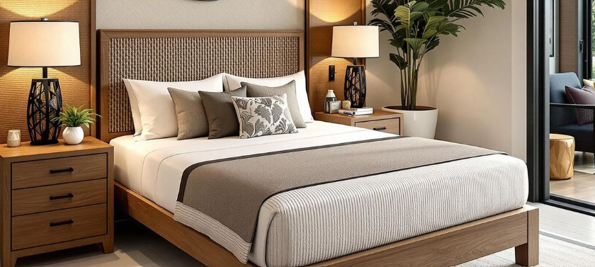 ห้องพักเตียงใหญ่พร้อมแสงธรรมชาติ